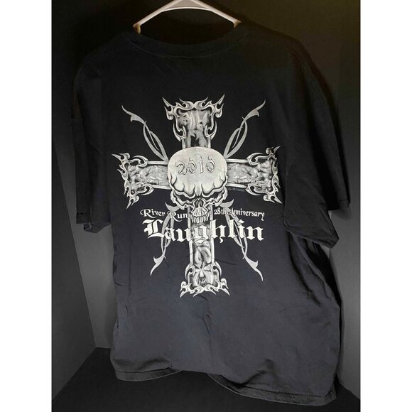 Laughlin River Run 28th Anniversary T-Shirt Motorcycle Black Mens 2XL Tee Biker - Picture 1 of 6